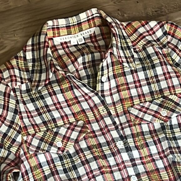 Veronica Beard Shania Button Down Top Red Multi Size 2 - Picture 4 of 6